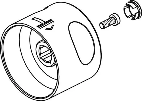Umschaltung für Brause-System von Ideal Standard, bestehend aus einem runden Gehäuse, einem Innenadapter und einer Schraube, abgebildet in technischem Design.